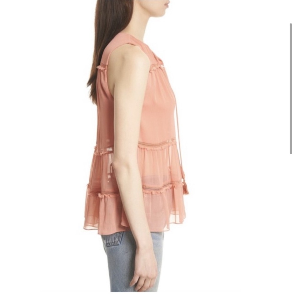 Alice + Olivia Massie Sleeveless V-Neck Boho Blouse Size Small - Picture 2 of 7